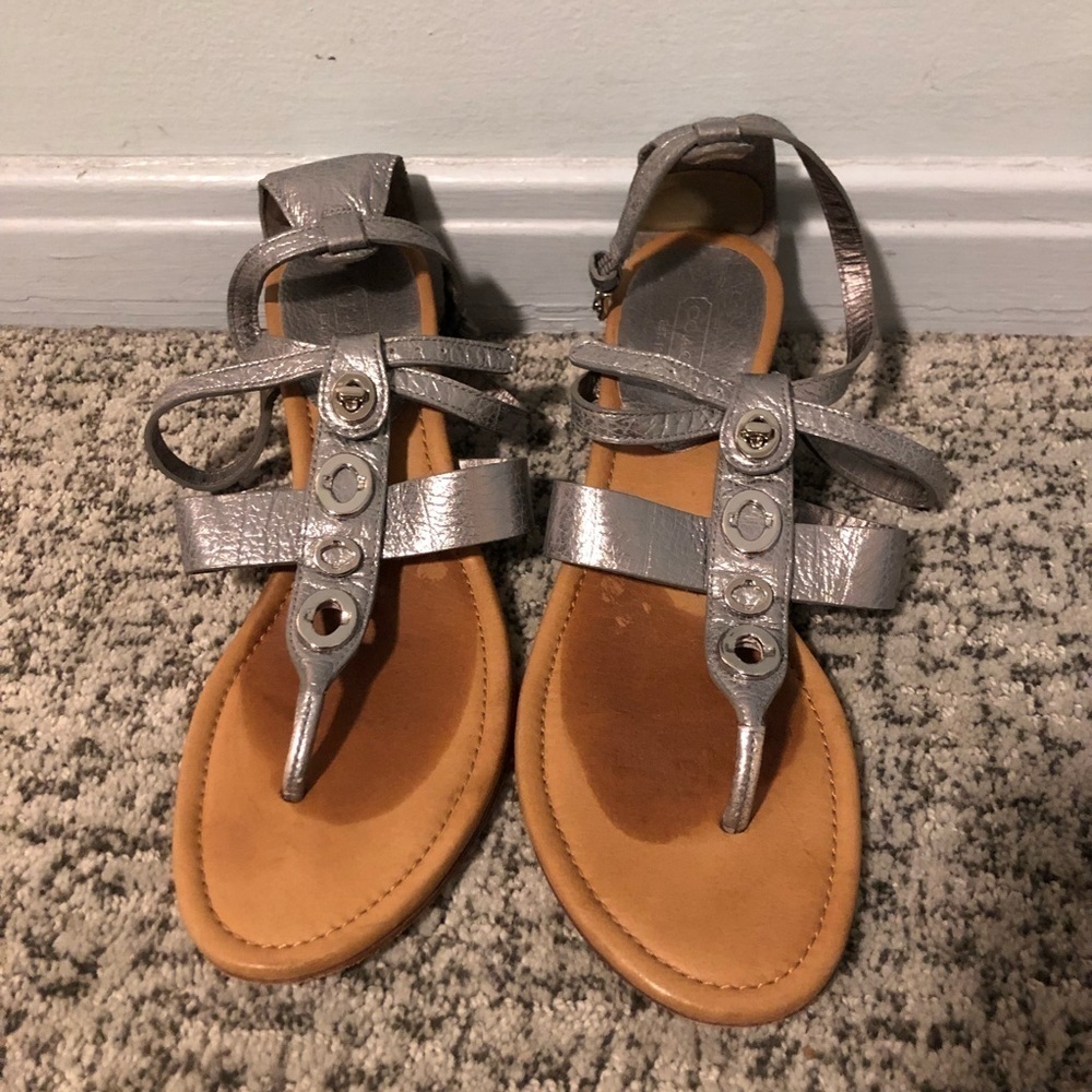 Coach Silver Open Toe Wedge Sandals Size 8.5